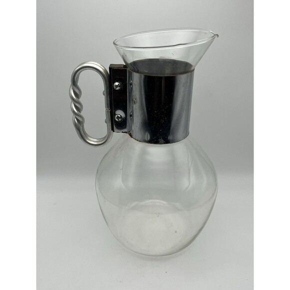 Vintage Corning Glass Coffee Tea Heat Proof Carafe Clear Glass Pitcher No Lid - Picture 2 of 5